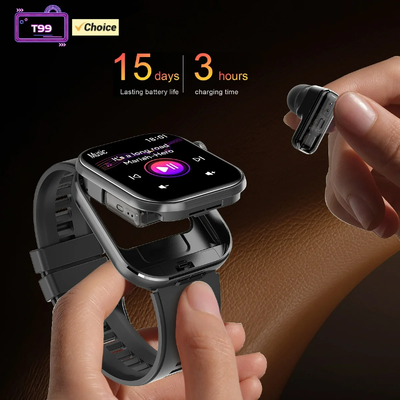 좋은 가격 T99 TWS 스마트 워치 무선 이어버드 BT5.0 블루투스 통화 IP67 방수 300mAh 온라인으로